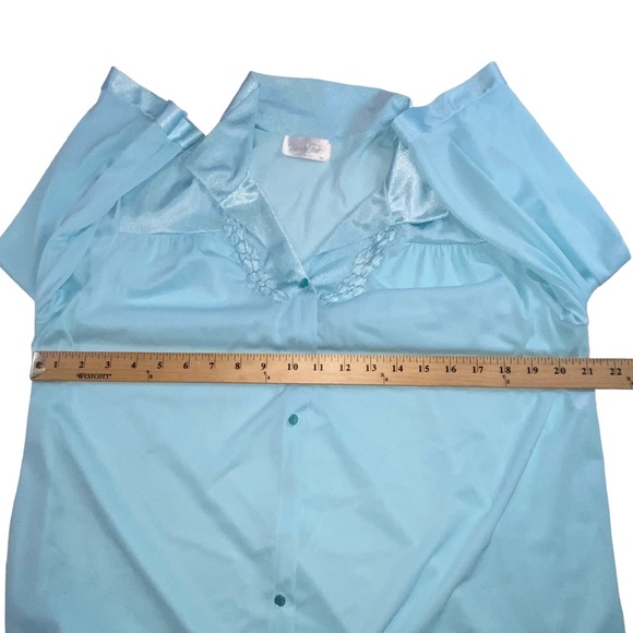 Vtg Vanity Fair USA Button Front Aqua Nylon Robe - Women’s Medium - Picture 3 of 13